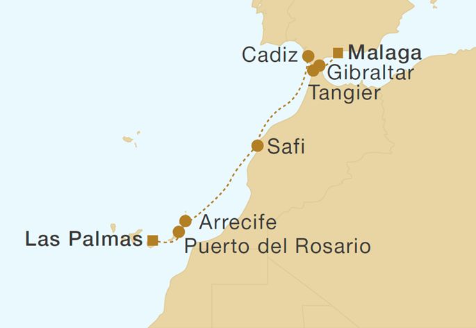 Morocco & Canary Islands 9 Nights Itinerary Map
